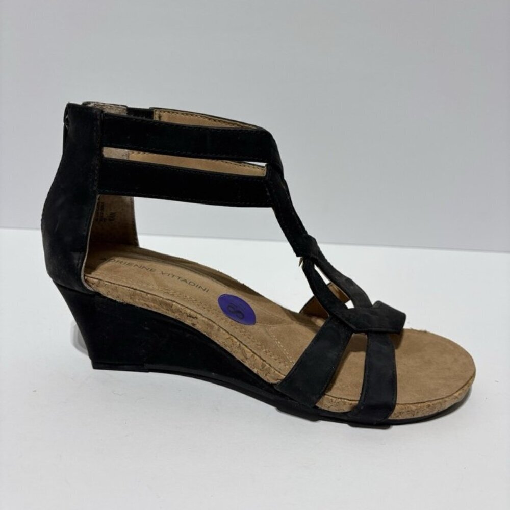 Adrienne Vittadini Women’s Tribute Wedge Sandals Black, Size 8.5 M
